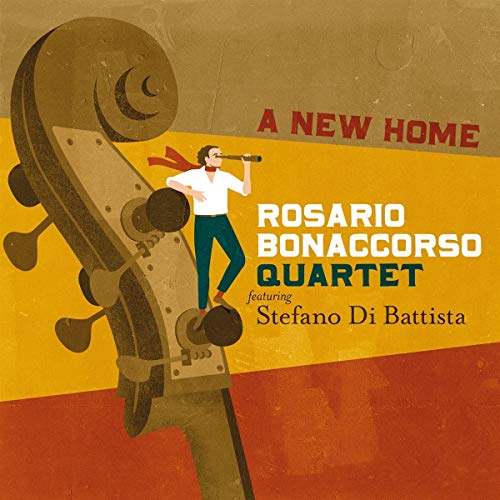 CD cover: double bass, figure with telescope, text “Rosario Bonaccorso Quartet”.