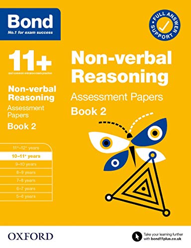 Bond 11+ Non-verbal Reasoning Assessment Papers 10-11 Years Book 2 cover on yellow background.