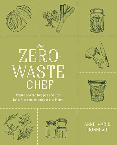 Book cover with sketched vegetables and the title "Zero-Waste Chef".