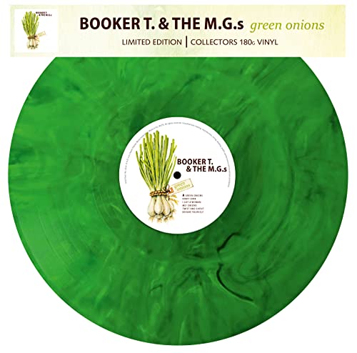 Marbled green vinyl record for Booker T & The M.G.’s “Green Onions.”