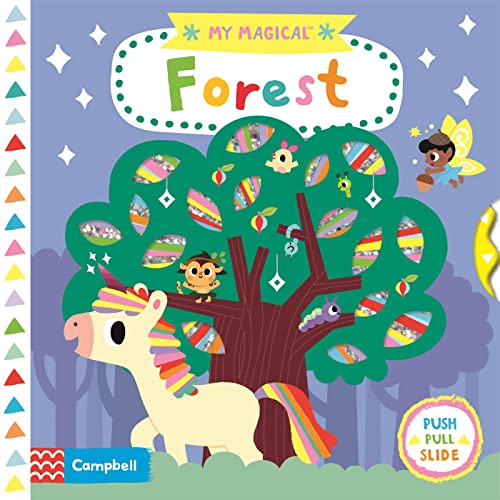 Children's book cover featuring a unicorn, a fairy, and a tree with shiny leaves.
