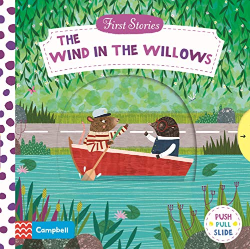A rat and a mole in a red boat on a river, illustrated book cover.