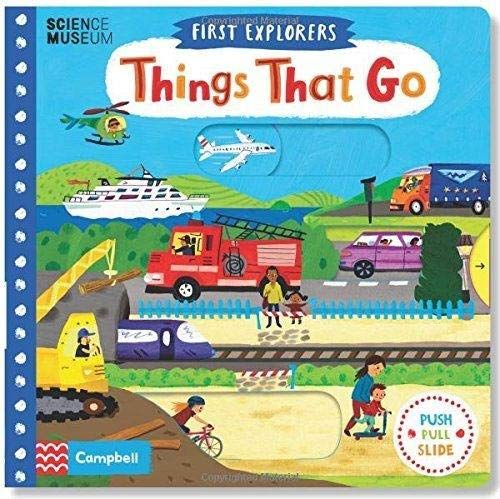 Children’s book cover with colorful illustrations of various vehicles.