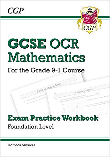 GCSE Maths OCR Foundation workbook cover with example math problems.