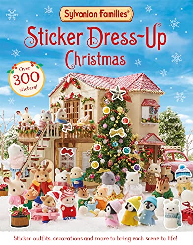 Sylvanian Families Christmas sticker book with animal figures and a snowy scene.