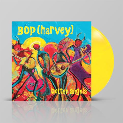 Vinyl record of “Better Angels” by Bop Harvey, with colorful artwork.