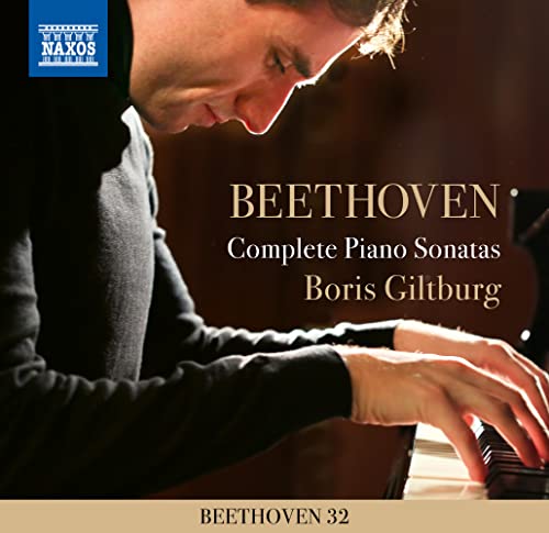 Pianist Boris Giltburg playing, album cover for Beethoven’s piano sonatas.