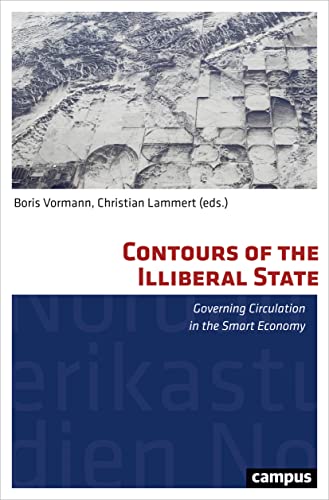 Book cover with abstract grid pattern and red title: "Contours of the Illiberal State".