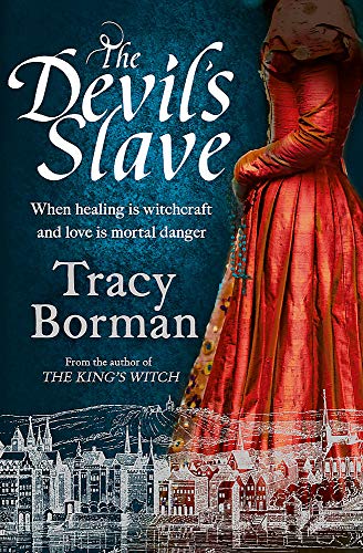 Book cover: woman in red dress, city skyline, dark fantasy theme.