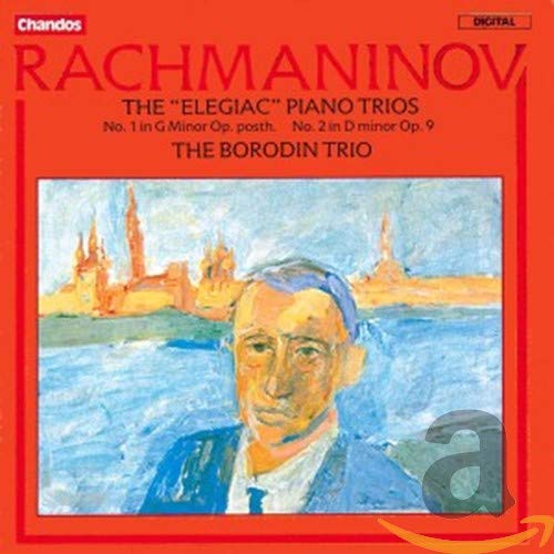 CD cover for Rachmaninov piano trios by the Borodin Trio, featuring art.