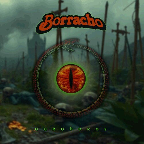 CD cover: snake forming a circle around an eye, dark landscape.
