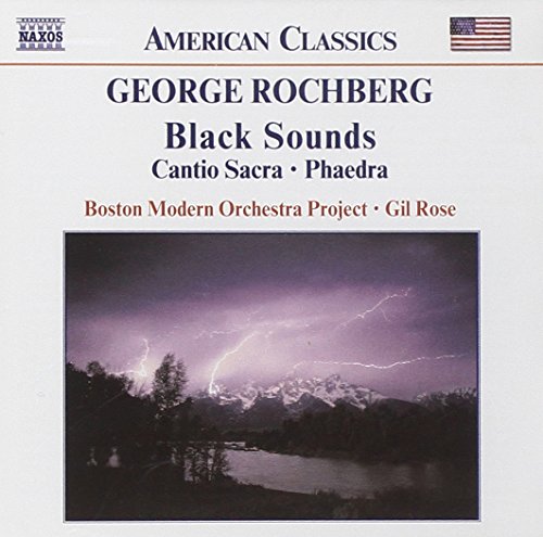 CD cover for George Rochberg’s “Black Sounds” with stormy mountain image.