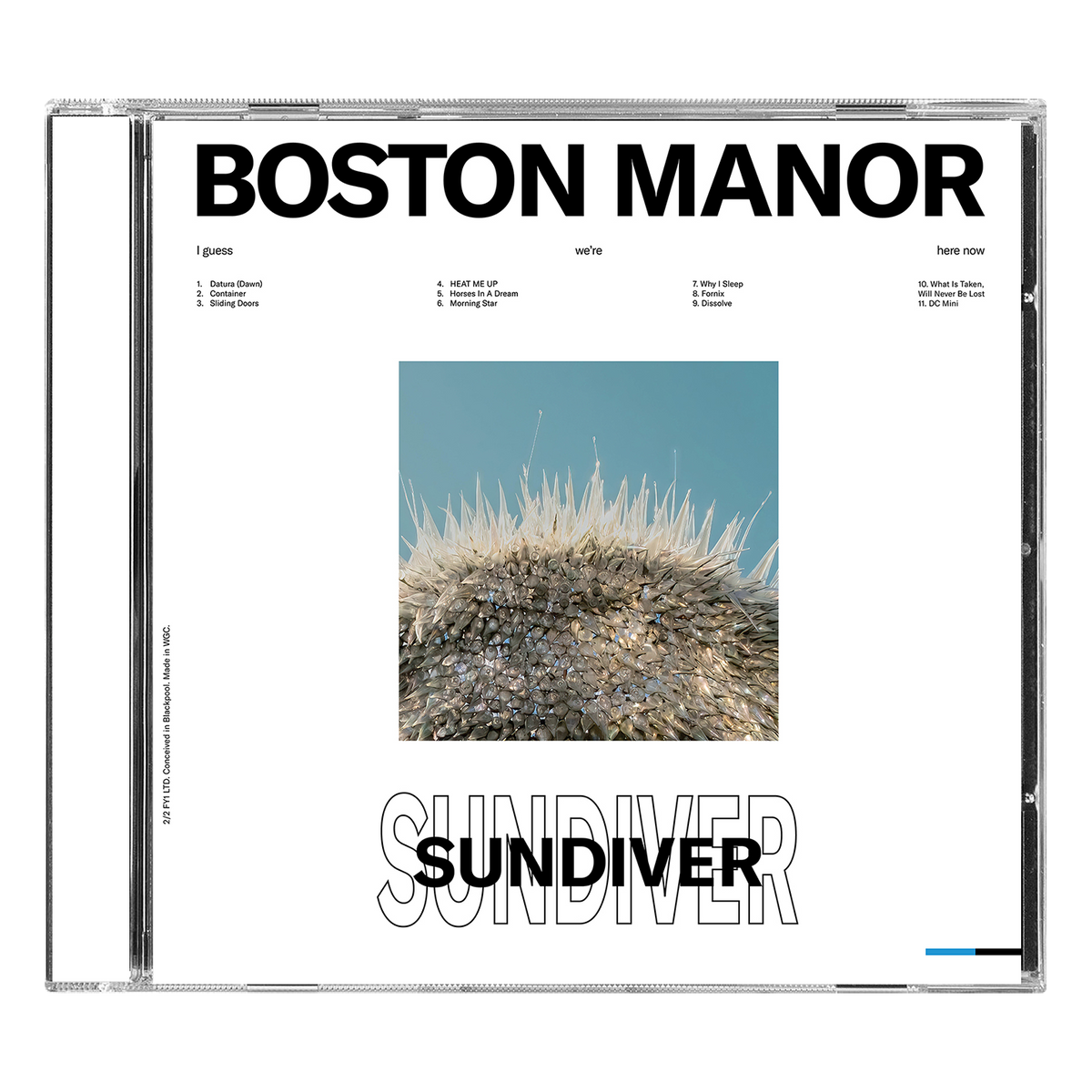Boston Manor's "Sundiver" CD case with a spiky, sea urchin-like image.