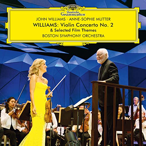 CD cover featuring violinist Anne-Sophie Mutter and composer John Williams with orchestra.