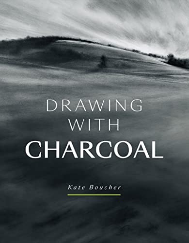 Book cover: “Drawing with Charcoal” with a grayscale landscape.