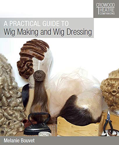 Book cover featuring wigs, a wig stand, and hairstyling tools.