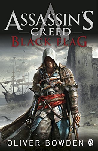 Book cover featuring an assassin in a hooded coat with a ship and fortress.