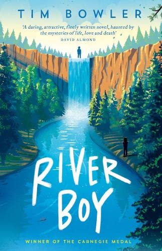 Book cover: “River Boy” depicts a waterfall and a small figure by a river.
