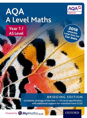 AQA A Level Maths textbook cover with a butterfly wing image.