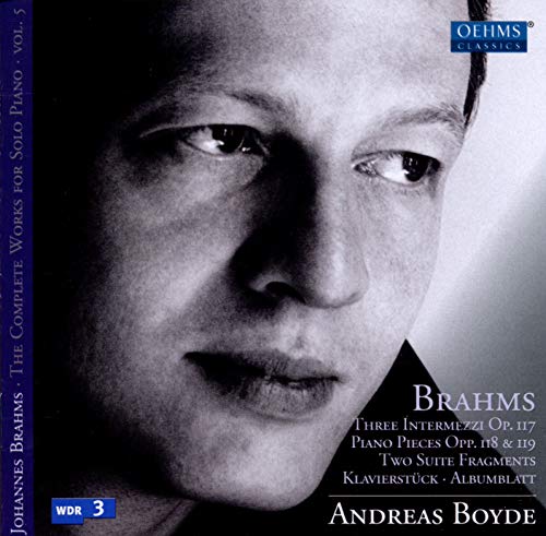 CD cover featuring a black and white portrait of Johannes Brahms.