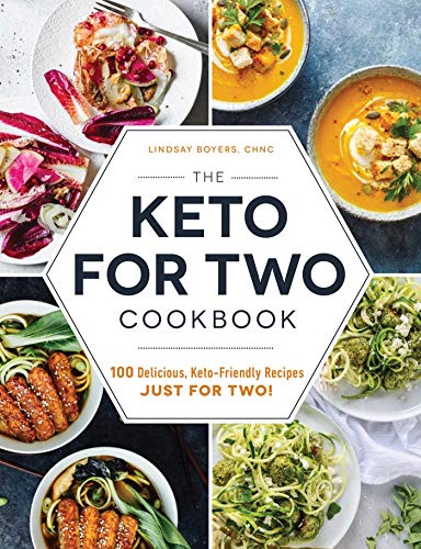Cookbook cover featuring keto-friendly food photos and bold "Keto for Two" text.