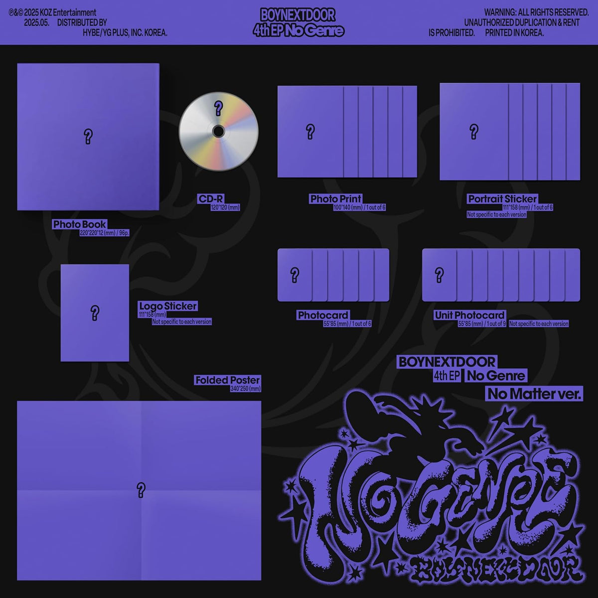Boynextdoor 4th EP CD packaging with photo book, stickers, and photocards.