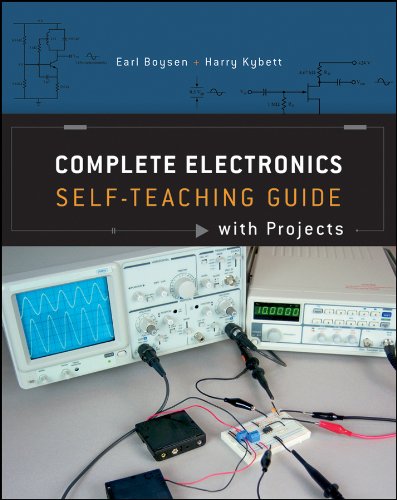 Book cover: "Complete Electronics Self-Teaching Guide" with electronics equipment.