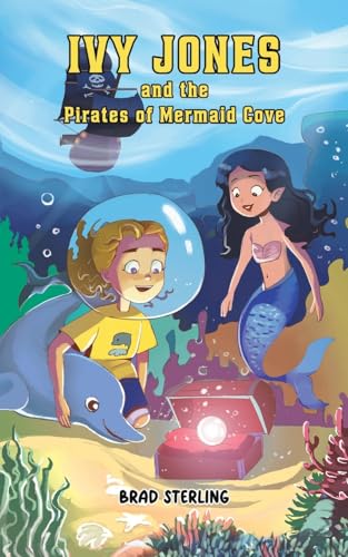 Book cover featuring a girl in a diving helmet, a mermaid, and a dolphin.