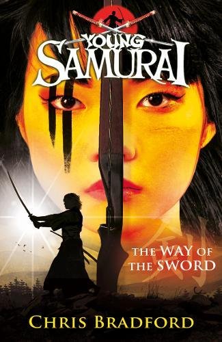 Book cover featuring a young Japanese boy's face, divided by a sword, with a silhouette below.