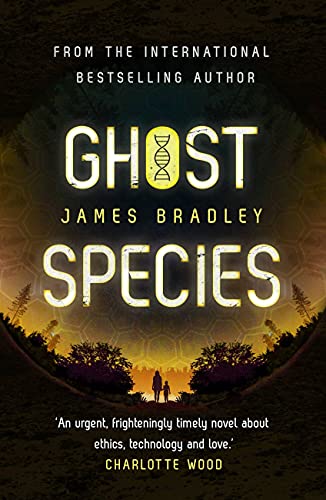 Book cover: “Ghost Species” with a DNA helix and silhouetted figures.
