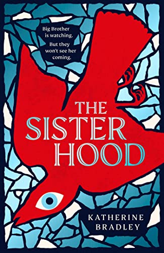 Book cover: red bird with an eye, mosaic background, title "The Sisterhood".