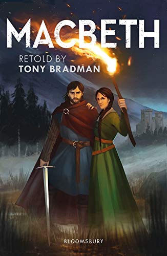 Book cover for "Macbeth" depicting a couple with a torch and sword.