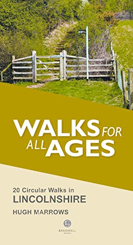 Book cover: Lincolnshire walks scene with a wooden gate and green fields.