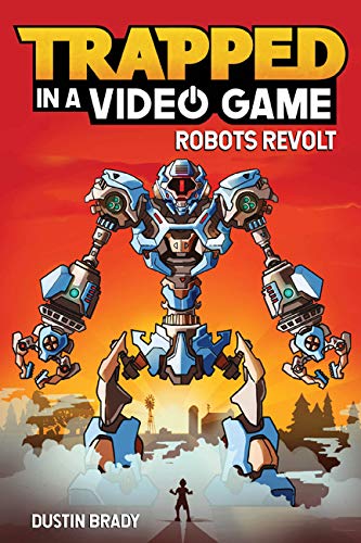 Book cover: robot and small figure against a fiery, mountainous landscape.