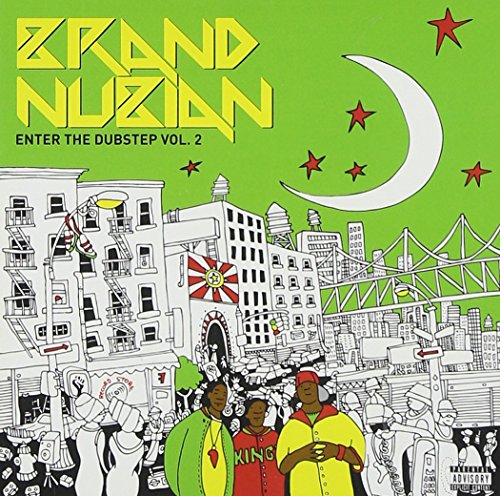 CD cover for Brand Nubian’s “Enter The Dubstep 2” with cityscape illustration.