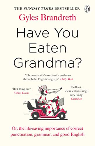 Book cover: "Have You Eaten Grandma?" with a cartoon fox driving a car.
