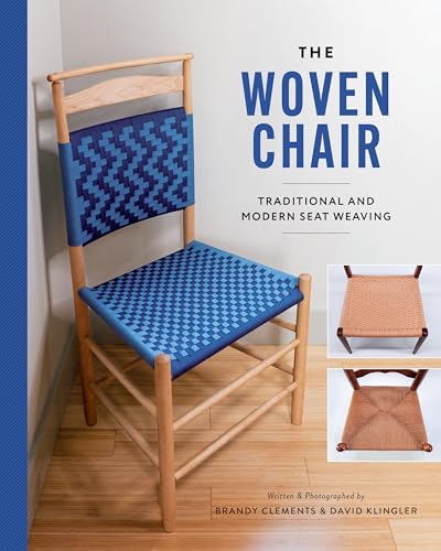 Book cover featuring a wooden chair with a woven blue seat.
