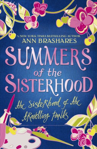 Book cover with blue denim background, pink floral illustrations, and white and pink text.