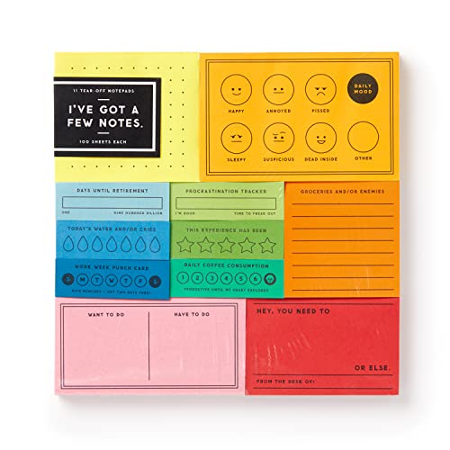 Colorful tear-off notepad set with sections for notes, moods, and tasks.