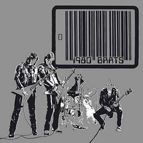 Black and white album cover featuring a punk rock band and barcode.