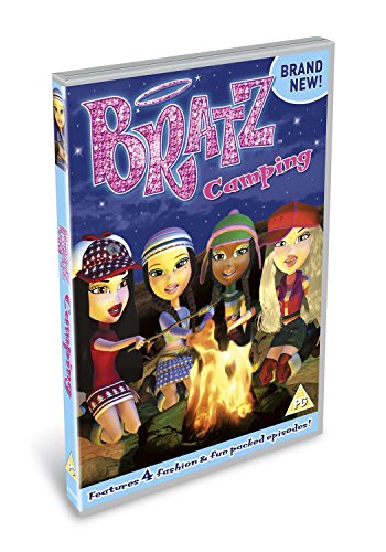 Bratz Camping DVD cover featuring four dolls around a campfire.