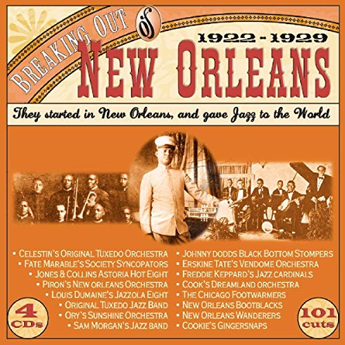 CD cover: vintage band photo with orange and brown art deco design.