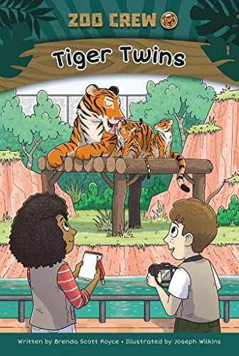 Book cover: two tiger cubs with a mother, and two children observing.