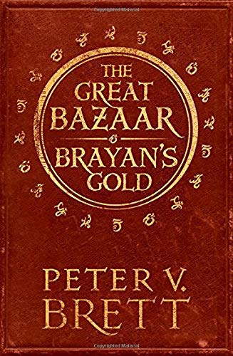 Book cover with red textured background, gold circular title text, and author Peter V. Brett.