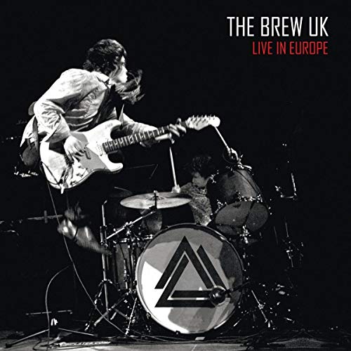 The Brew UK "Live In Europe" CD cover, musician mid-jump with guitar.