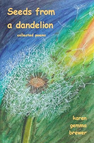 Book cover with a painted dandelion seed head against a rainbow background.