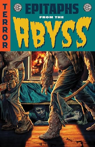 Horror comic cover featuring figures with chainsaws and a distressed face.