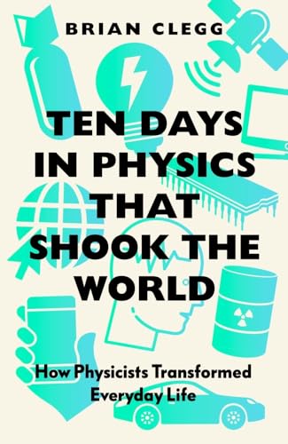 Book cover titled Ten Days in Physics that Shook the World with science-themed icons.