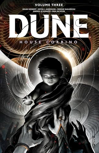 Dune: House Corrino" book cover with a baby and reaching hands.