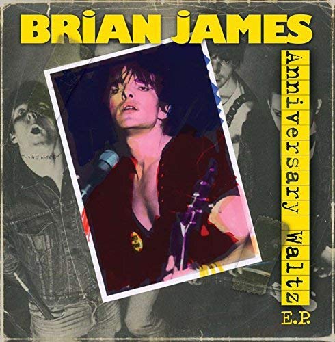 Brian James "Anniversary Waltz E.P" vinyl record cover with musician portrait.